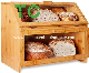 2 Layer Bamboo Bread Box Bread Holder for Kitchen Countertop Bread Keaper Food Storage Bin manufacturer