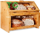 2 Layer Bamboo Bread Box Bread Holder for Kitchen Countertop Bread Keaper Food Storage Bin