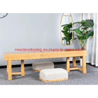 Modern Bamboo Coffee Tea Table Home Furniture Long Rectangle 2 Sit on Line