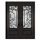  Modern Exterior Fancy Double Front Door Design Luxury French Black Metal Wrought Iron Security Entry Doors