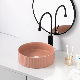 Round Washbasin Cabinet Lavatory Pink Over Counter Color Design Bathroom Sink manufacturer