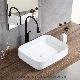 European White Color Glazed Surface Bathroom Art Vessel Basin Ceramic Counter Top Bowl Sinks Sanitary Ware Square Shape manufacturer