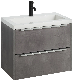  Slimline Set Square 2 Drawers 60cm Concrete Gray Bathroom Furniture