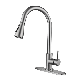 Brushed Nickel Single Handle Commercial High Arc Pull out Spray Head with Deck Plate Kitchen Pull out Sink Faucet