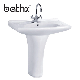  Popular Design Sanitary Ware Two Piece Bathroom Ceramic Face Washing Hand Basin Shampoo Sink (PL-2130)