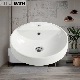 Ortonbath Hotel Bathroom Washbasin White Hand Wash Basin Semi Recessed Ceramic Vanity Countertop Sink Basin Otm7067A