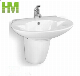 Bathroom Sanitary Wall Hung Semi Pedestal Basin for Ethiopia