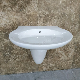 Good Sell Wall Sinks 700mm Big Size Oval Round Hanging Ceramic Basins with Semi Pedestal manufacturer