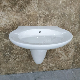 Good Sell Wall Sinks 700mm Big Size Oval Round Hanging Ceramic Basins with Semi Pedestal