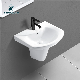 Glossy Surface Ceramic Wall Hung Bathroom Semi Set Pedestal Washbasin