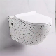 Rimless Wall Mounted Wc Stone Pattern Design Wall Hung Toilet White Color Toilet Wc Sanitary Ware