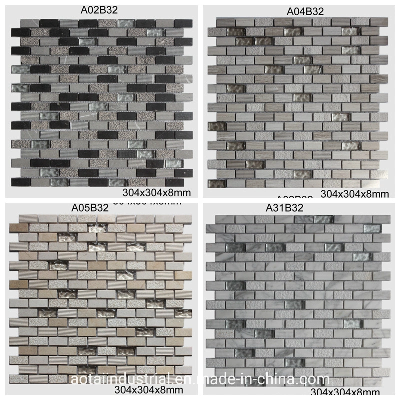 TV Background Decorative Strip Mix Glass Wall Tile Marble Mosaic