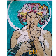 Beautiful Stained Glass Mosaic Girl Mural Glass Mosaic Artwork for Bathroom Decoration manufacturer