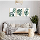 Wholesale 3 Panels Wooden Color Floating Frame Wall Art Green Bitanical Plant Ready to Hanag Canvas Painting Living Room Dining Room Bathroom Decor