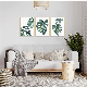 Wholesale 3 Panels Wooden Color Floating Frame Wall Art Green Bitanical Plant Ready to Hanag Canvas Painting Living Room Dining Room Bathroom Decor