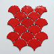 Red Color Tile Design Fan Shape Backsplashes Decor Porcelain Mosaic