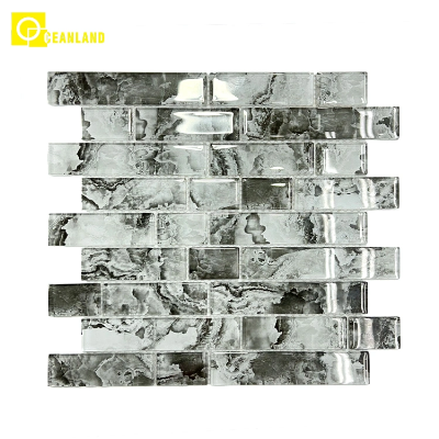 Orient Style Black and White Crystal Glass Bathroom Kitchen Wall Mosaic Tiles