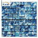 Foshan Hand Paint Square Art Pattern Mix Blue Crystal Cheap Glass Mosaic