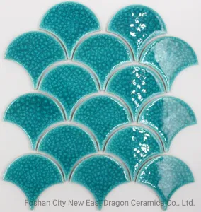 Green Fish Scale Mosaic for Living Room Kitchen Toilet Wall Ceramic Tiles