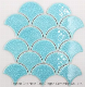  Light Blue Fish Scale Brick Fan-Shaped Non Slip Thick Ice Crack Mosaic Living Room Kitchen Toilet Wall Brick Umbrella Background Wall