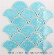 Light Blue Fish Scale Brick Fan-Shaped Non Slip Thick Ice Crack Mosaic Living Room Kitchen Toilet Wall Brick Umbrella Background Wall