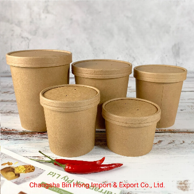 Easy Take Food Away Disposable Kraft Paper Hot Soup Cup with High Quality