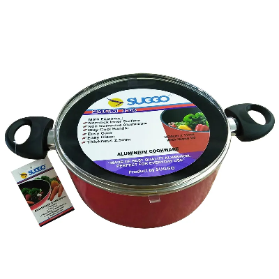 Spiral Base Aluminum Soup Stock Pots Cooking Pot Food Casserole with Glass Lid
