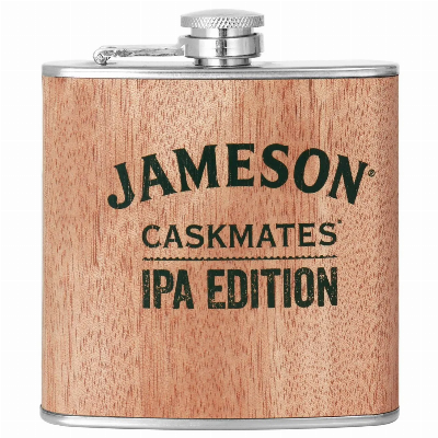 Wood Veneered 304 Stainless Steel Hip Flask Perfect for Travel, Camping, Hiking