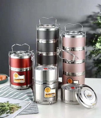 Thermal Vacuum 304 Stainless Steel Lunch Box Multilayer Insulated Food Containers Bento Box