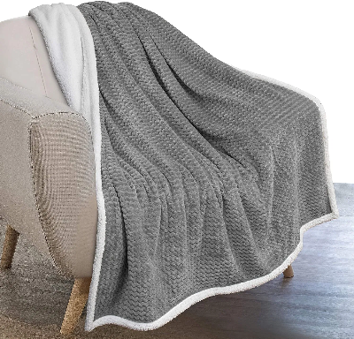 Zig Zag Grey Color Jacquard Blanket Sherpa Fleece