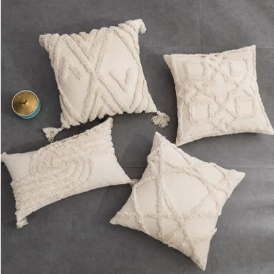 Bohemian Moroccan Cotton Tufted Embroidery Pillow Cover Ins Sofa Pillow Tassel Cushion
