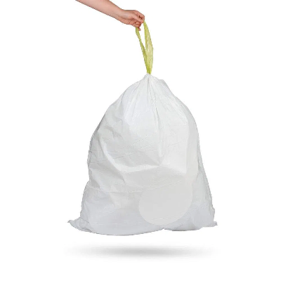 Drawstring Kitchen Outdoor Large White Tear-Resistant Leak-Proof Garbage Trash Bags