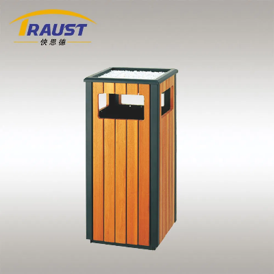 Traust Manufacturer Outdoor Public Street Wooden Litter Waste Trash Garbage Can Bin