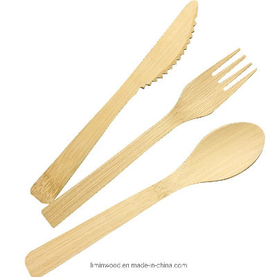 Disposable Degradable Wholesale Eco Friendly 170mm Bamboo Tableware Set for Party Supplies