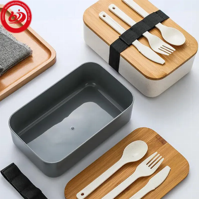 Dinnerware with Tableware Reusable Portable Wheat Straw Food Container Box School Gift