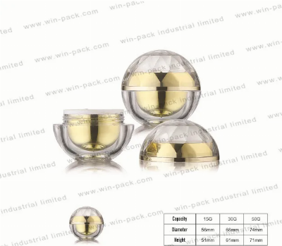 15g 30g 50g Luxury Shiny Gold Acrylic Cream Sphere Jar for Skincare