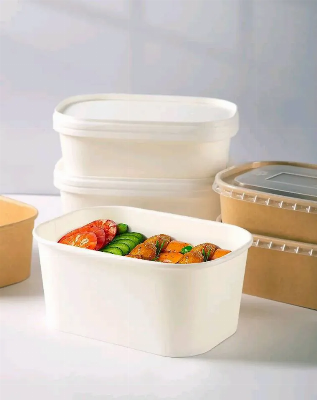 750ml White Take out Food Packaging Containers with Paper Lid, Pet Clear Lid
