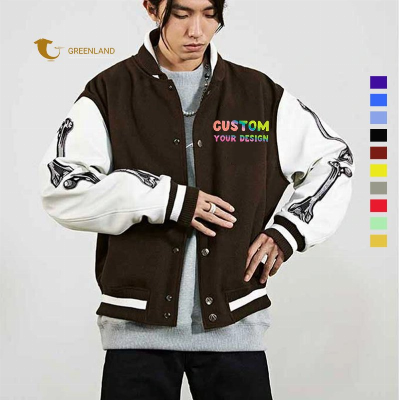 Wholesale Male Jacket Without Hoodie Customized Towel Embroidery Logo Mens Woolen Varsity Jacket
