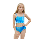  New Triangle Swimsuit Girls Flash Gradient Color Bikini Swimwear Waistless Ruffles Rashguard