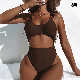  Solid One Piece Swimsuits Women Brown Swimwear Sexy Cut High-Leg Swimming Female Monokini Bodysuit Beach Bathing Suits Sexy Bikini