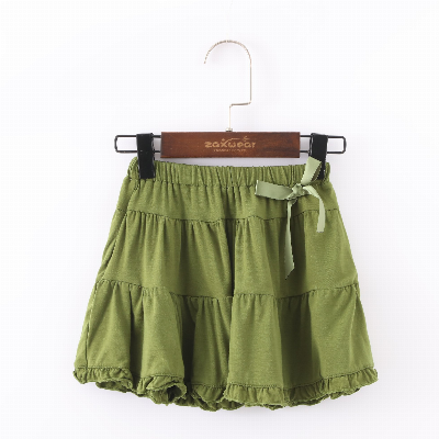 Girls Dress Ruffle 95%Bamboo 5%Spandex High Waist Kid′s Mini Skirt