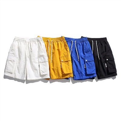 Lightweight Mens Nylon Cargo Shorts Elastic Drawstring Waist Custom Summer Shorts