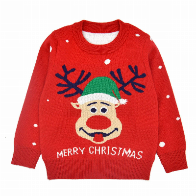 Winter Pullover Girls Clothes Loose Bottoming Christmas Deer Boys Knitted Christmas Children Sweater