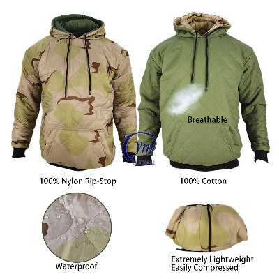 Camouflage Waterproof Warm Men′s Nylon Outdoor Military Woobie Hoodie Pullover Jacket