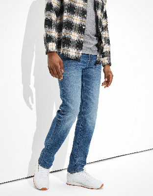 Original Classic Straight Fit Stretch Mens Denim Pants Jeans with Multi Whiskers