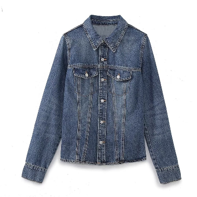 Pb&Za Women′s Clothing Wholesale New Lapel Skinny Denim Shirt Blue Jacket