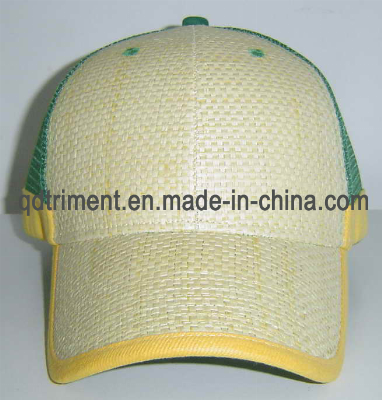 High Quality Plain Straw Front Mesh Back Sport Golf Trucker Hat (STRAW)