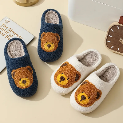 Women Fashion Cute High Quality Bear Christmas Winter Warm Little Bear Sides Slippers