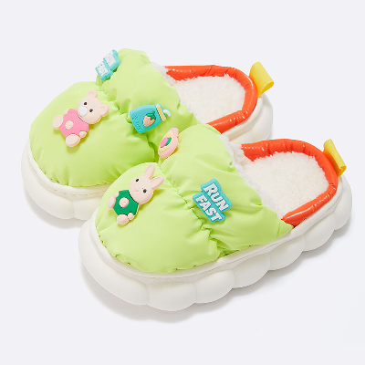 Autumn Winter Children′s Cotton Slippers Plush Indoor Home Floor Shoes