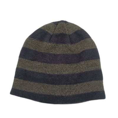 Custom Fashion Cap Winter Acrylic Grey Melange Stripe Machine Warm Knitted Hat Beanie